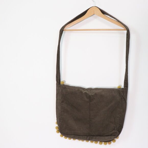 Corduroy and Felt Bohemian PomPom Passport Crossbody Bag - Picture 7 of 7